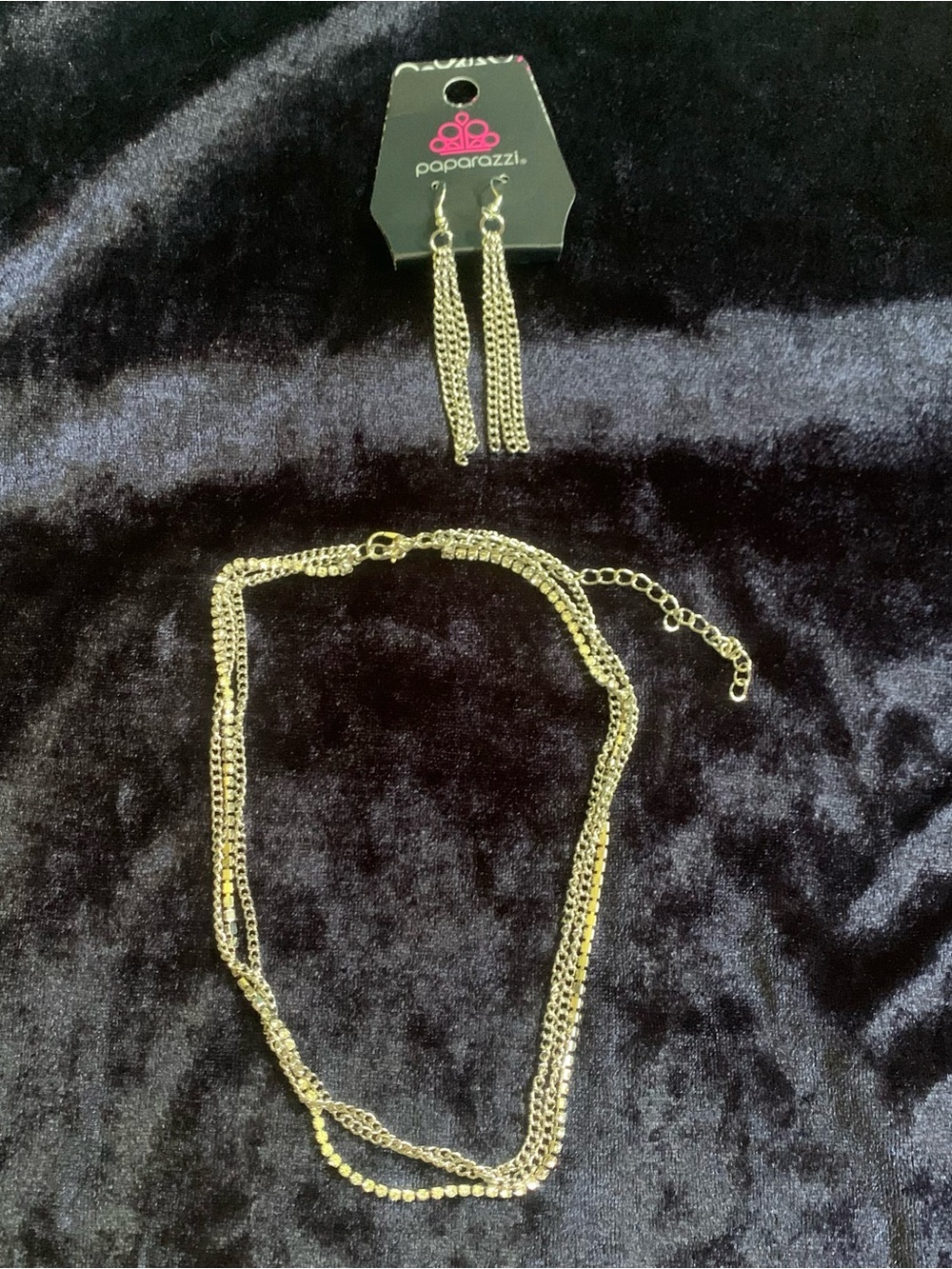 Paparazzi Silver-Tone Layered Necklace & Tassel Earring Set